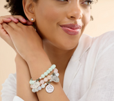 T. Jazelle Blue Quartz Beaded Gemstone Bracelet with SS Star Charm  Small/Avg